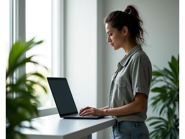 Profesional de tecnología trabajando activamente en un ambiente moderno