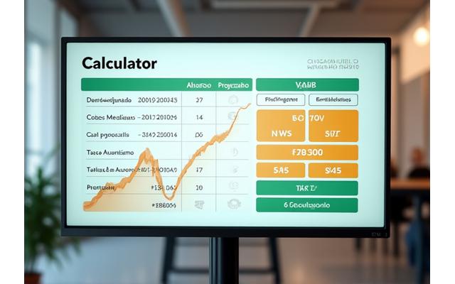 Representación gráfica de una calculadora interactiva que muestra el ahorro proyectado y el ROI de un programa de bienestar.